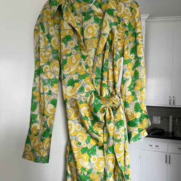 Zara Pareo Wrap Dress w/Headband XS - Green/Yellow - Picture 3 of 5